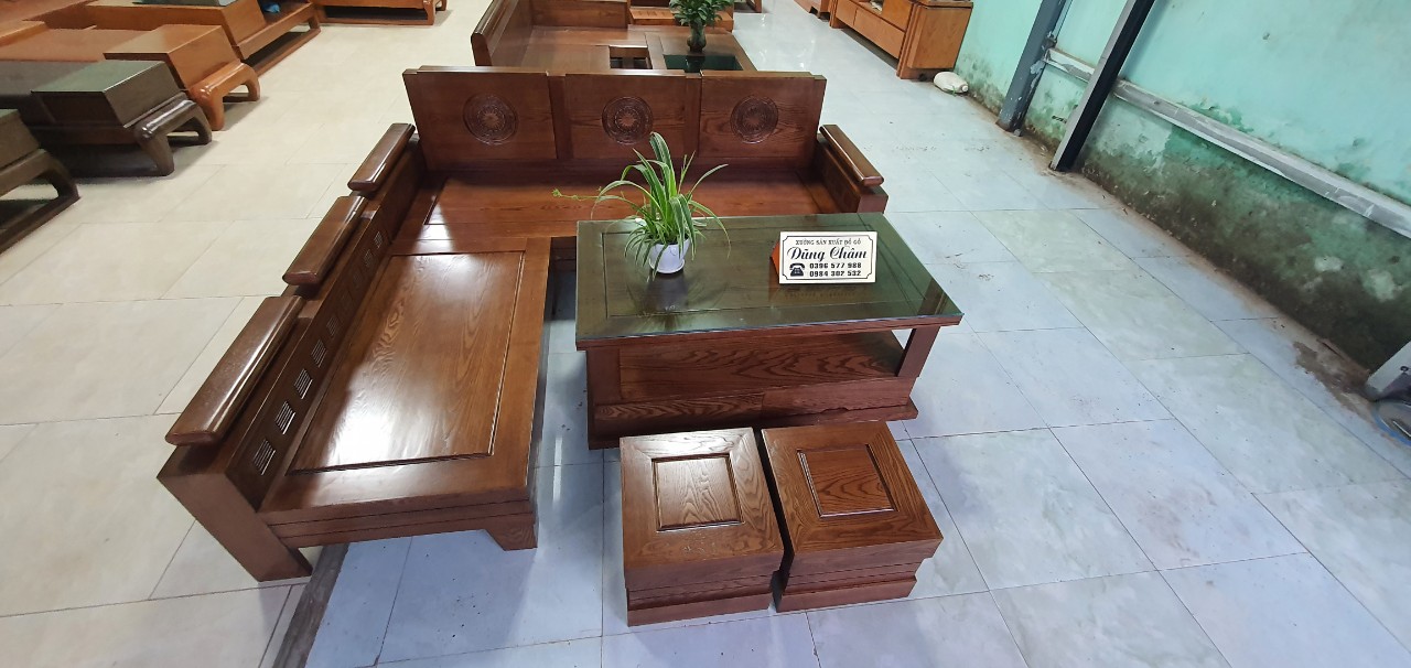 Sofa gỗ góc trứng nhỏ giá rẻ rộng 2m×1m8